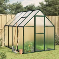 shumee Rastlinjak z okvirjem zelen 224x169x195 cm aluminij