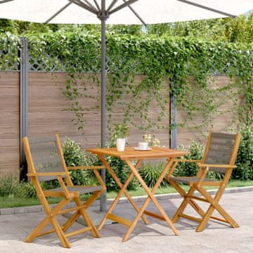 Vidaxl vidaXL 3-delni bistro set, siv polipropilen in les