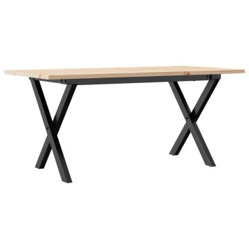 Vidaxl Klubska mizica X okvir 100x50x45 cm trdna borovina jeklo