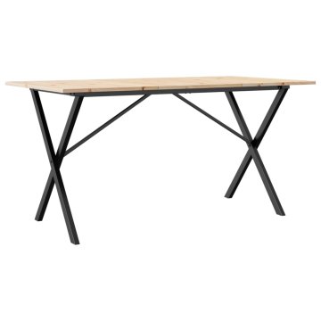Vidaxl Jedilna miza X okvir 160x80x75 cm trdna borovina jeklo