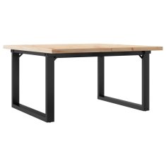 Vidaxl Klubska mizica O okvir 80x80x45,5 cm trdna borovina jeklo