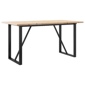 Vidaxl Jedilna miza O okvir 160x80x75,5 cm trdna borovina jeklo