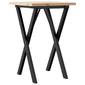Vidaxl Jedilna miza X okvir 50x50x75,5 cm trdna borovina jeklo