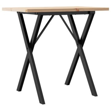 Vidaxl Jedilna miza X okvir 80x50x75,5 cm trdna borovina jeklo