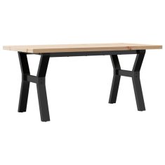 Vidaxl Klubska mizica Y okvir 100x50x45,5cm trdna borovina jeklo