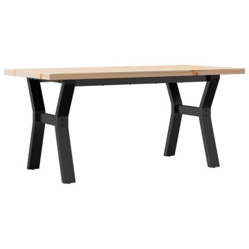 Vidaxl Klubska mizica Y okvir 100x50x45,5cm trdna borovina jeklo