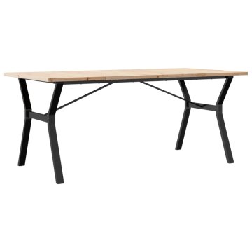 Vidaxl Jedilna miza Y okvir 180x90x75,5 cm trdna borovina jeklo