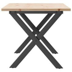 Vidaxl Klubska mizica X okvir 90x40x45 cm trdna borovina jeklo