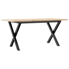 Vidaxl Klubska mizica X okvir 90x40x45 cm trdna borovina jeklo