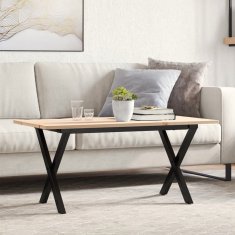 Vidaxl Klubska mizica X okvir 90x40x45 cm trdna borovina jeklo