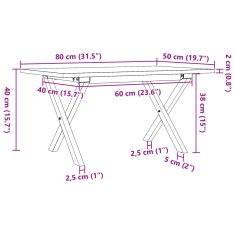 Vidaxl vidaXL Klubska mizica z nogami v obliki črke X, 80x50x40 cm