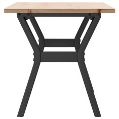 Vidaxl Klubska mizica Y okvir 100x50x45 cm trdna borovina jeklo