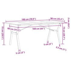 Vidaxl vidaXL Jedilna miza z nogami v obliki črke Y 180x90x75 cm
