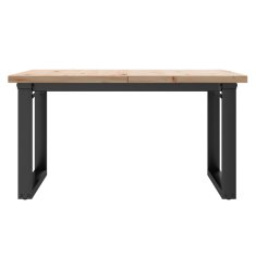 Vidaxl Klubska mizica O okvir 80x80x45,5 cm trdna borovina jeklo