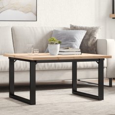 Vidaxl Klubska mizica O okvir 80x80x45,5 cm trdna borovina jeklo