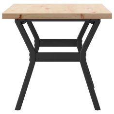 Vidaxl Klubska mizica Y okvir 100x50x45,5cm trdna borovina jeklo