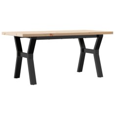 Vidaxl Klubska mizica Y okvir 100x50x45,5cm trdna borovina jeklo