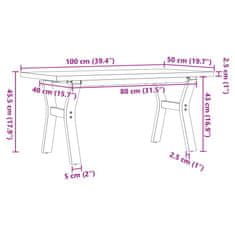 Vidaxl vidaXL Klubska mizica z nogami v obliki črke Y 100x50x45,5 cm