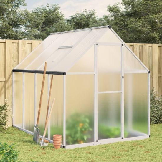 shumee Rastlinjak z okvirjem srebrn 224x169x195 cm aluminij
