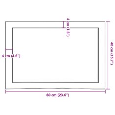 Vidaxl Stenska polica 60x40x(2-4) cm neobdelana trdna hrastovina