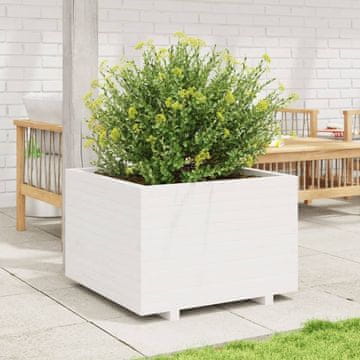 Vidaxl vidaXL Vrtno korito za sajenje bela 70x70x49,5 cm masivni borov les