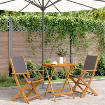 Vidaxl vidaXL 3-delni bistro set, antracitno blago in les
