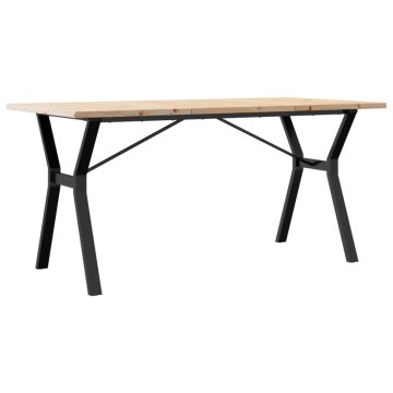 Vidaxl Jedilna miza Y okvir 160x80x75,5 cm trdna borovina jeklo