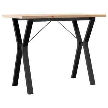 Vidaxl Jedilna miza Y okvir 100x50x75,5 cm trdna borovina jeklo