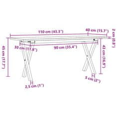 Vidaxl vidaXL Klubska mizica z nogami v obliki črke X 110x40x45 cm