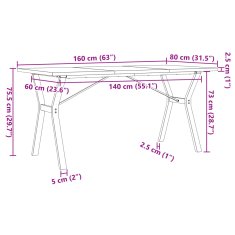 Vidaxl vidaXL Jedilna miza z nogami v obliki črke Y 160x80x75,5 cm