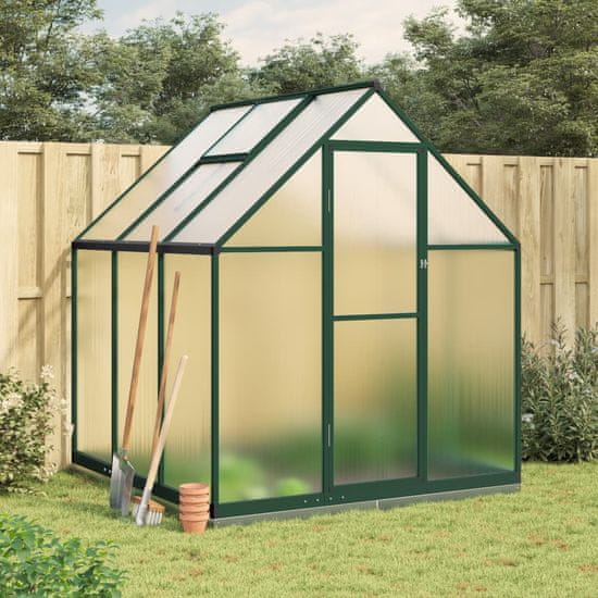 shumee Rastlinjak z okvirjem zelen 169x169x202 cm aluminij
