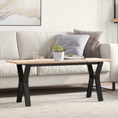 Vidaxl Klubska mizica Y okvir 110x40x45 cm trdna borovina jeklo