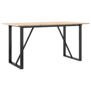 Vidaxl Jedilna miza O okvir 140x80x75 cm trdna borovina jeklo
