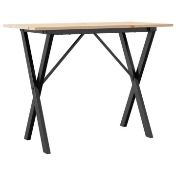Vidaxl Jedilna miza X okvir 100x50x75 cm trdna borovina jeklo