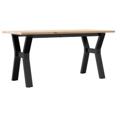 Vidaxl Klubska mizica Y okvir 100x50x45 cm trdna borovina jeklo