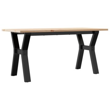 Vidaxl Klubska mizica Y okvir 100x50x45 cm trdna borovina jeklo