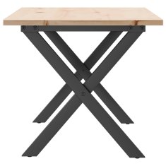 Vidaxl Klubska mizica X okvir 100x50x45 cm trdna borovina jeklo
