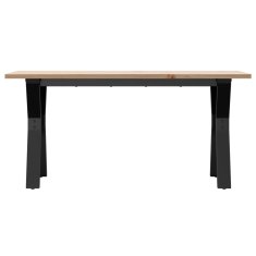 Vidaxl Klubska mizica Y okvir 100x50x45 cm trdna borovina jeklo