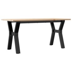 Vidaxl Klubska mizica Y okvir 100x50x45 cm trdna borovina jeklo