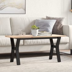 Vidaxl Klubska mizica Y okvir 100x50x45 cm trdna borovina jeklo