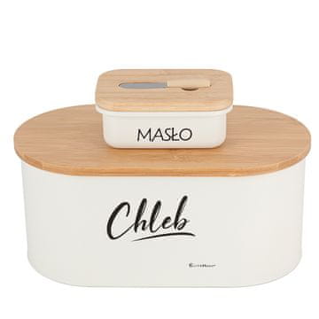 EliteHoff JEKLENA ŠKATLA ZA KRUH + POSODA ZA MASLEC Z NOŽEM E-6022