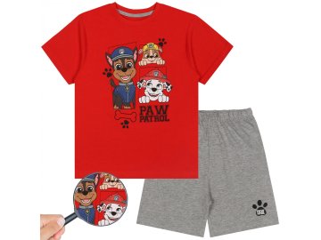 Nickelodeon Psi Patrol fantovska, rdeče-siva pižama s kratkimi rokavi