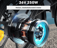 isinwheel U3 električno zložljivo kolo, 250W, črno