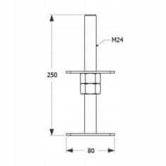 shumee Nastavljiv podstavek za drog z vijaki M24 80x250x4mm