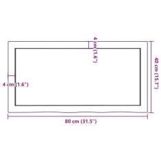 Vidaxl Kopalniški pult 80x40x(2-6) cm neobdelan trden les