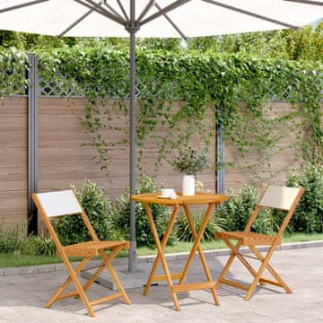 Vidaxl vidaXL 3-delni bistro set, kremno blago in les