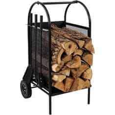 TURBO Fan Orodja za kamin z vozičkom za drva z orodji za kamin 81 x 42 x 37 cm