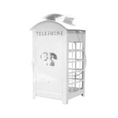 Laterna za svečo 12,5xh26,5cm / telefonska govorilnica / bela / kovina