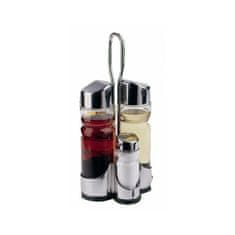 Eva 4-delni namizni set z držalom (za olje, kis, sol, poper) / inox, steklo