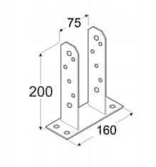 shumee Podstavek stebra, privit v beton, pocinkan, 75x200 mm